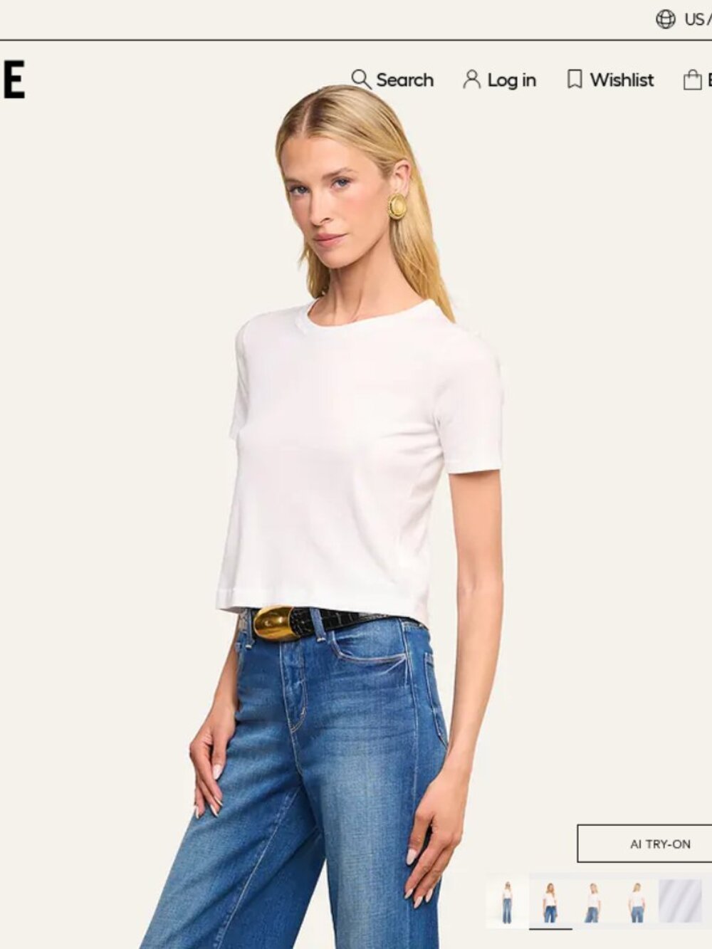 L'AGENCE Stormy Cropped Cotton Tee in S